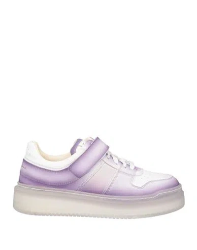 Santoni Woman Sneakers Lilac Size 8 Leather In Purple