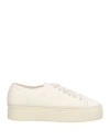 Santoni Woman Sneakers Off White Size 6 Leather, Textile Fibers In White