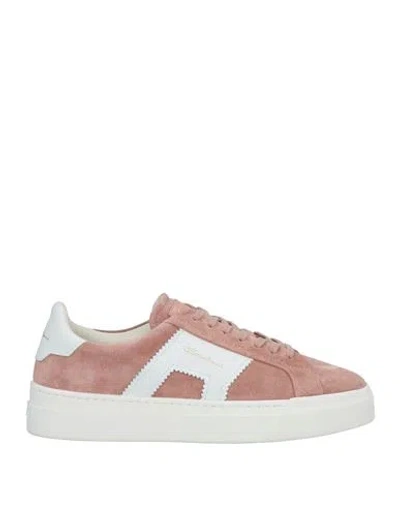 Santoni Woman Sneakers Pastel Pink Size 8 Leather