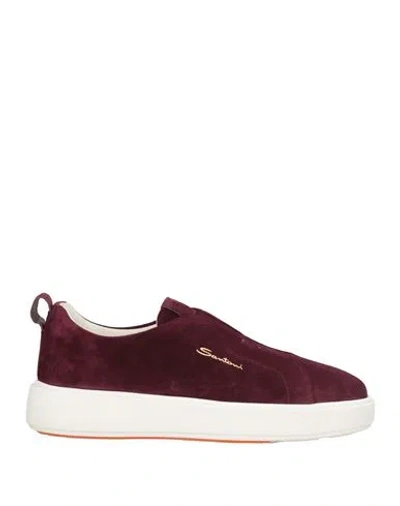 Santoni Woman Sneakers Plum Size 7.5 Leather In Purple