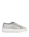 Santoni Derby Sequin-embellished Low-top Sneakers In Silver