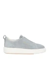 Santoni Woman Sneakers Sky Blue Size 6.5 Leather In Blue