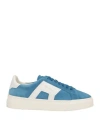 Santoni Woman Sneakers Slate Blue Size 5.5 Leather In Blue