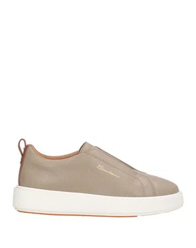 Santoni Woman Sneakers Taupe Size 8 Leather In Brown
