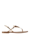 Santoni Woman Thong Sandal Gold Size 8 Leather