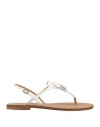Santoni Woman Thong Sandal White Size 8 Leather In White