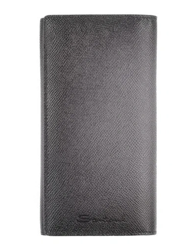 Santoni Woman Wallet Steel Grey Size - Leather