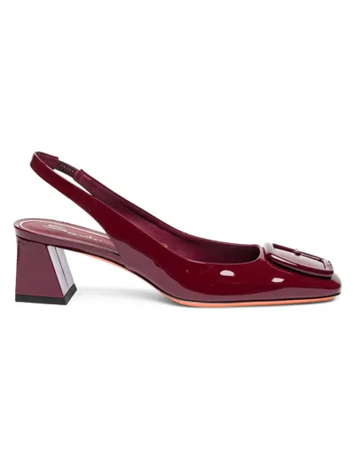 Santoni Women's 50mm Patent Leather Block-heel Pumps In Red