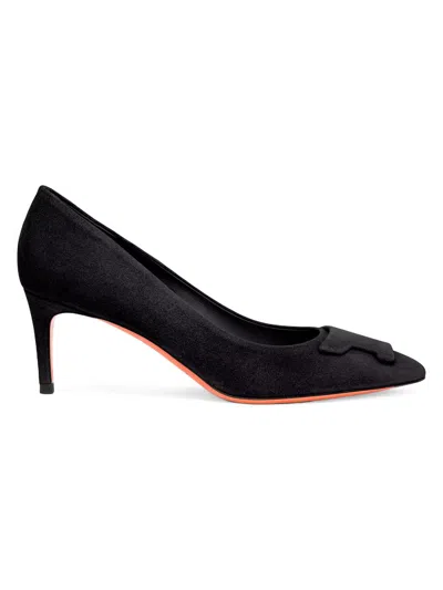 Santoni 65mm Suede Pointed-toe Pumps In Black
