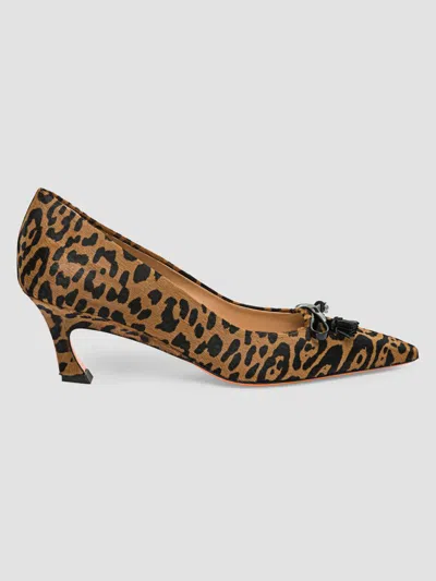 Santoni Women's Adri 55mm Leopard-print Calf Hair Pumps In Brown