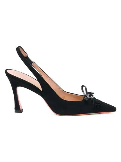 Santoni Bow-detail Slingback Pumps In Black