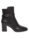 Santoni Leather Mid-heel Ankle Boot In Black