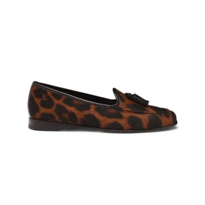 Santoni Women's Animal-print Cavallino Andrea Tassel Loafer Brown