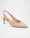 Santoni Women's Audrey Patent Kitten Slingback Pumps In Pink In Black