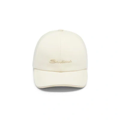 Santoni Women's Beige Cotton Baseball Cap Natural