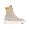 SANTONI WOMEN'S BEIGE FABRIC LACE-UP SNEAK-AIR ANKLE BOOT NATURAL