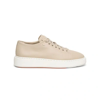 Santoni Women's Beige Leather Sneaker Natural