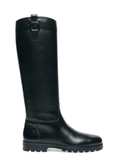 Santoni Bess Leather Knee-high Boots In Black