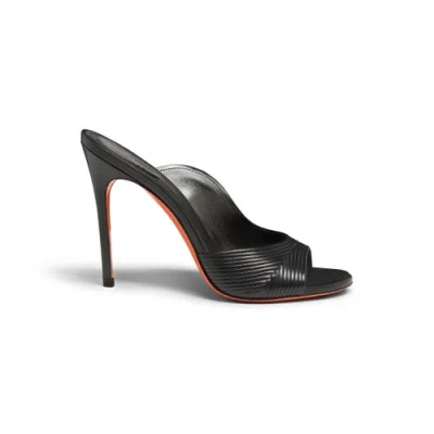 Santoni Women's Black Leather High-heel Sandal