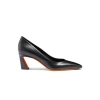 SANTONI WOMEN'S BLACK LEATHER MID-HEEL PUMP