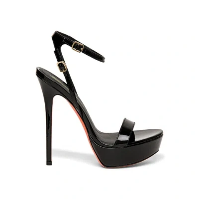 Santoni Women's Black Patent Leather High-heel Sandal