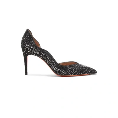 Santoni Women's Black Suede And Strass High-heel Pump