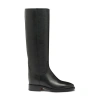 Santoni Knee-length Leather Boots In Black