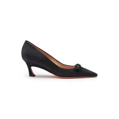 Santoni Women's Black Suede Mid-heel Pump Fumo Black