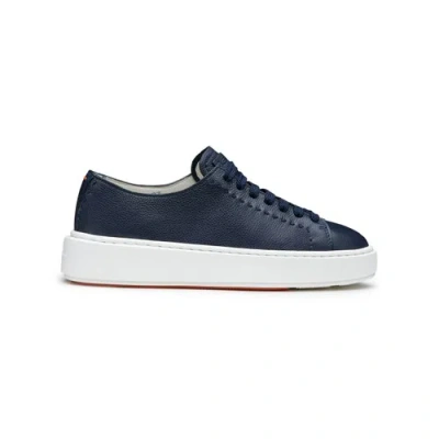 Santoni Women's Blue Leather Sneaker Adriatico Blue