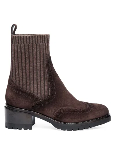 Santoni Women's Brogue-detail Chelsea Booties In Brown