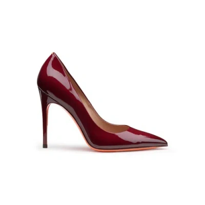 Santoni Women's Burgundy Patent Leather High-heel Pump Conero Red