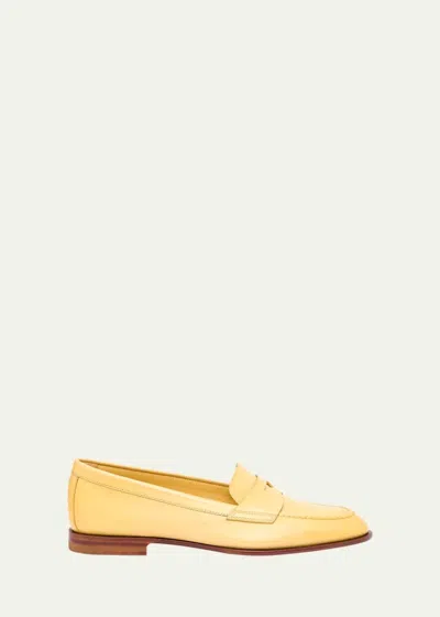 Santoni Women's Calfskin Leather Penny Loafers In Yellow