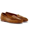 Santoni Carla Suede Penny Loafers In Brown