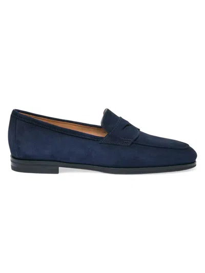 Santoni Suede Penny Loafers In Animal Print