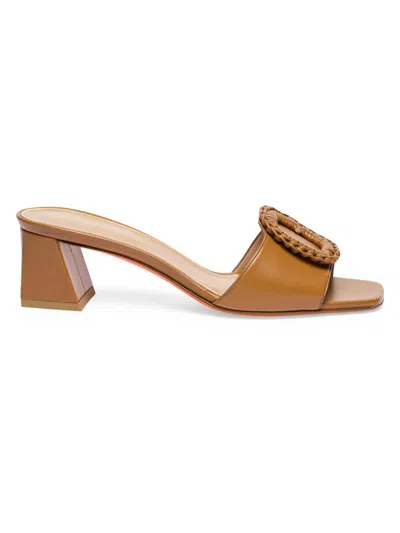 Santoni Women's Corolle Leather Buckle Mules In Brown