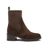 Santoni Ferret Brogue Suede Knit Booties In Dunkelbraun