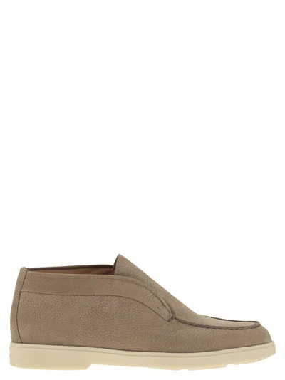 Santoni Women Desert Boot In Nubuck In Beige