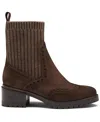 Santoni Ferret Brogue Suede Knit Booties In Dark Brown