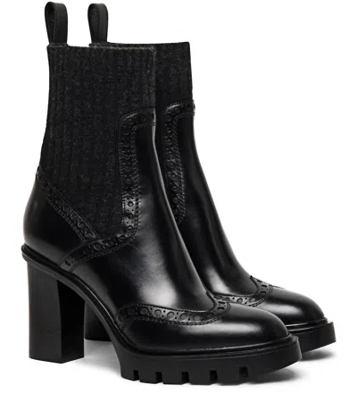Santoni Women's Ferric Wing-tip Sock Bootie In Black