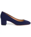 Santoni Suede Block-heel Pumps In Navy