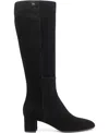 Santoni Suede Block-heel Knee Boots In Black