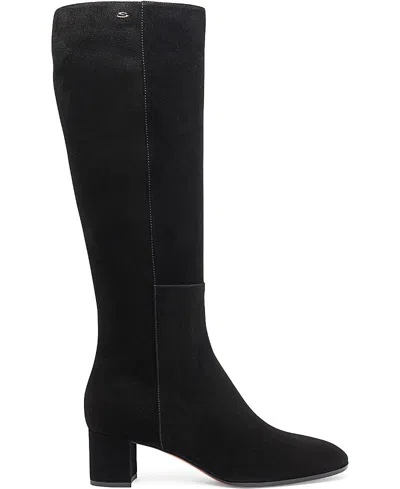 SANTONI WOMEN'S FILED SUEDE MID-HEEL BOOT