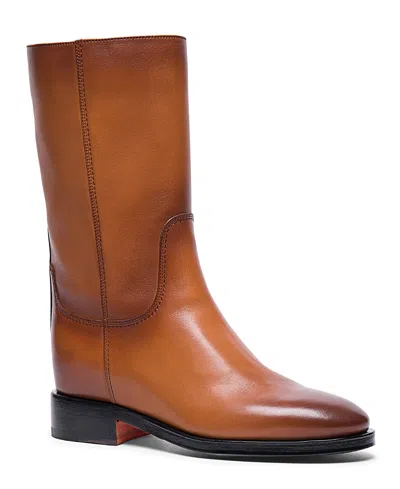 Santoni Women's Fleeces Leather Boot In Brown