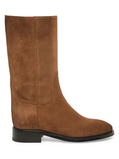 SANTONI WOMEN'S FLEECES SUEDE MID-CALF BOOTS