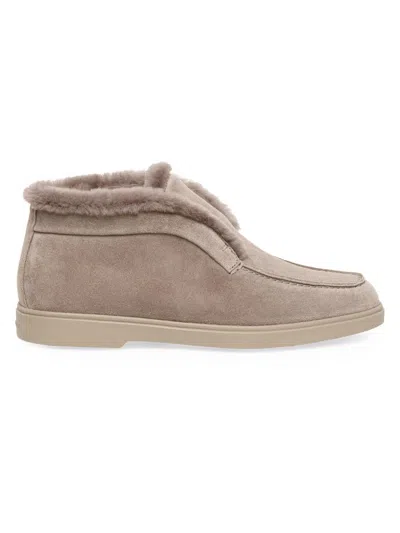 Santoni Beige Calfskin Slip-on Shoes In Brown