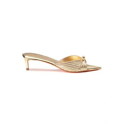 Santoni Women's Gold Leather And Crystal Mid-heel Meraviglia Collection Sandal