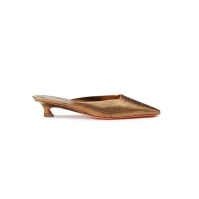 Santoni Women's Gold Leather Low-heel Sandal Bronze
