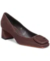 Santoni Suede Buckle Block-heel Pumps In Brown