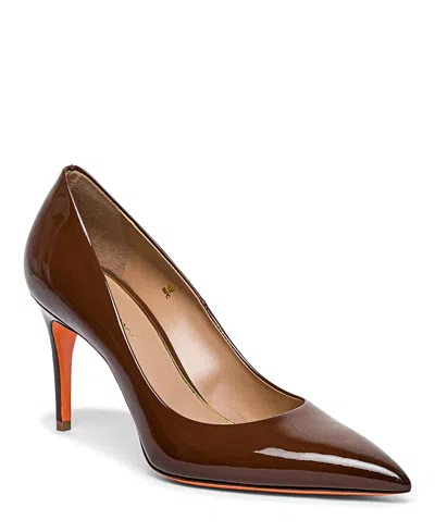 Santoni Women's High-heel Patent Leather Pumps In Brown