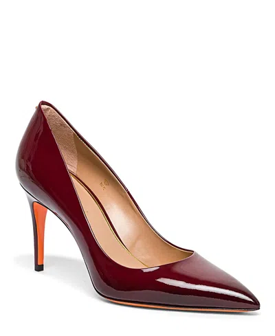 Santoni Women's High-heel Patent Leather Pumps In Burgundy